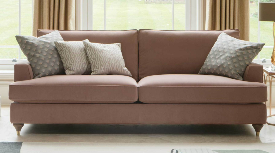 Short Salmon Upholstered Sofa Newlook